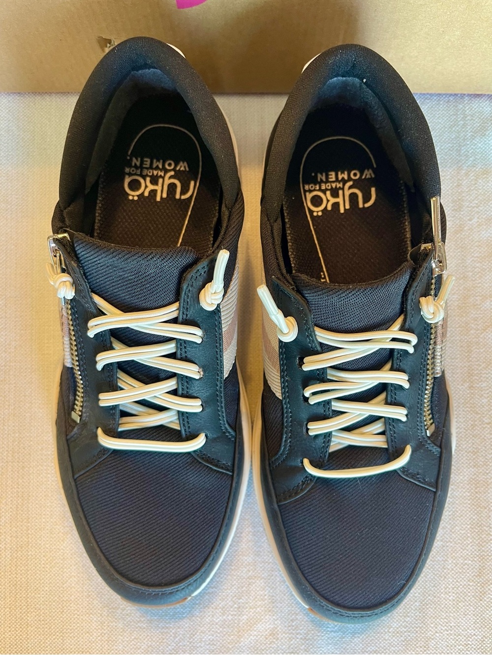 NIB RYKA CAREFREE ZIP BLACK SPORT LIFESTYLE WALKING SNEAKER WOMENS 7.5 - Picture 8 of 15